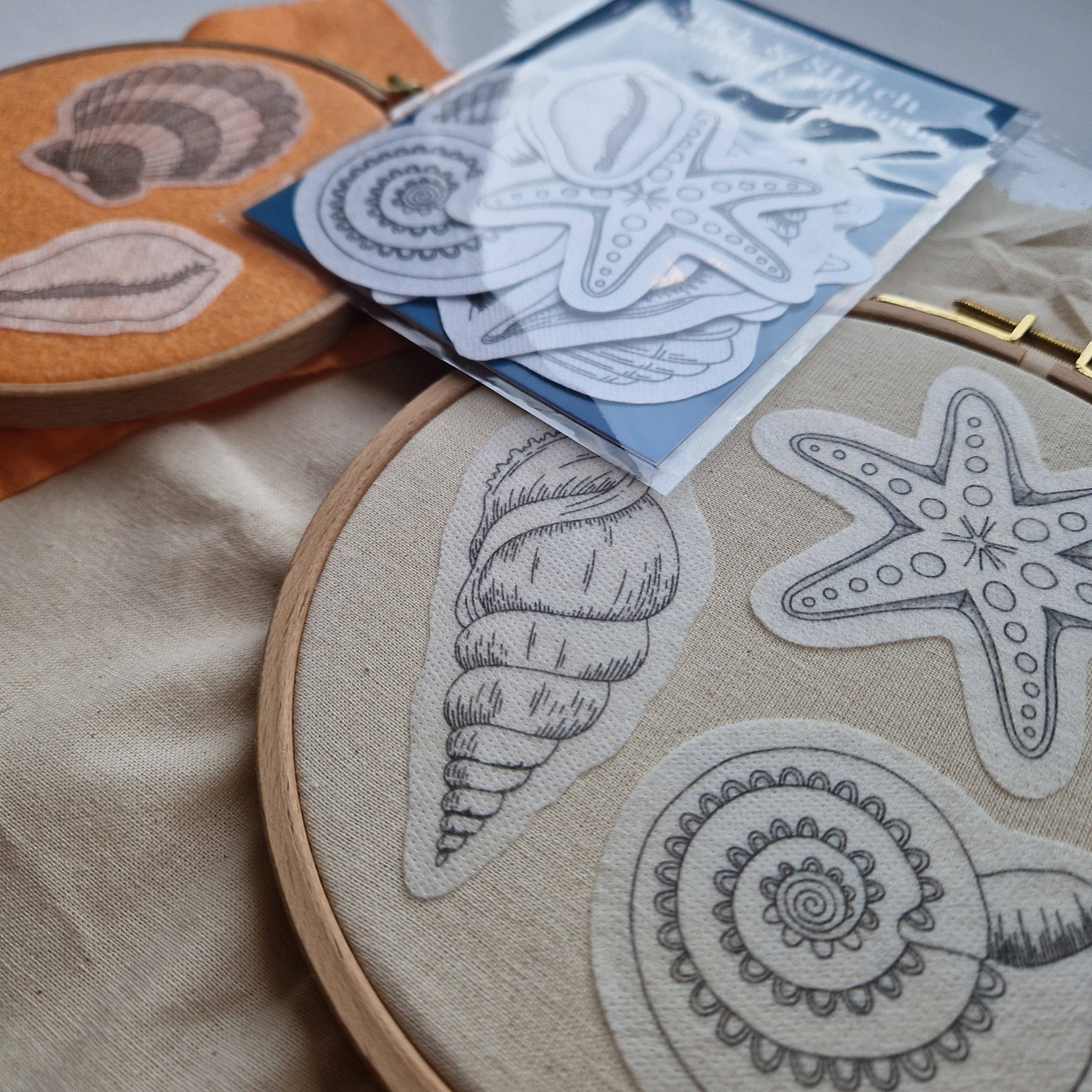 Blackbird & Bloom - Seashells Stick & Stitch Embroidery Patterns