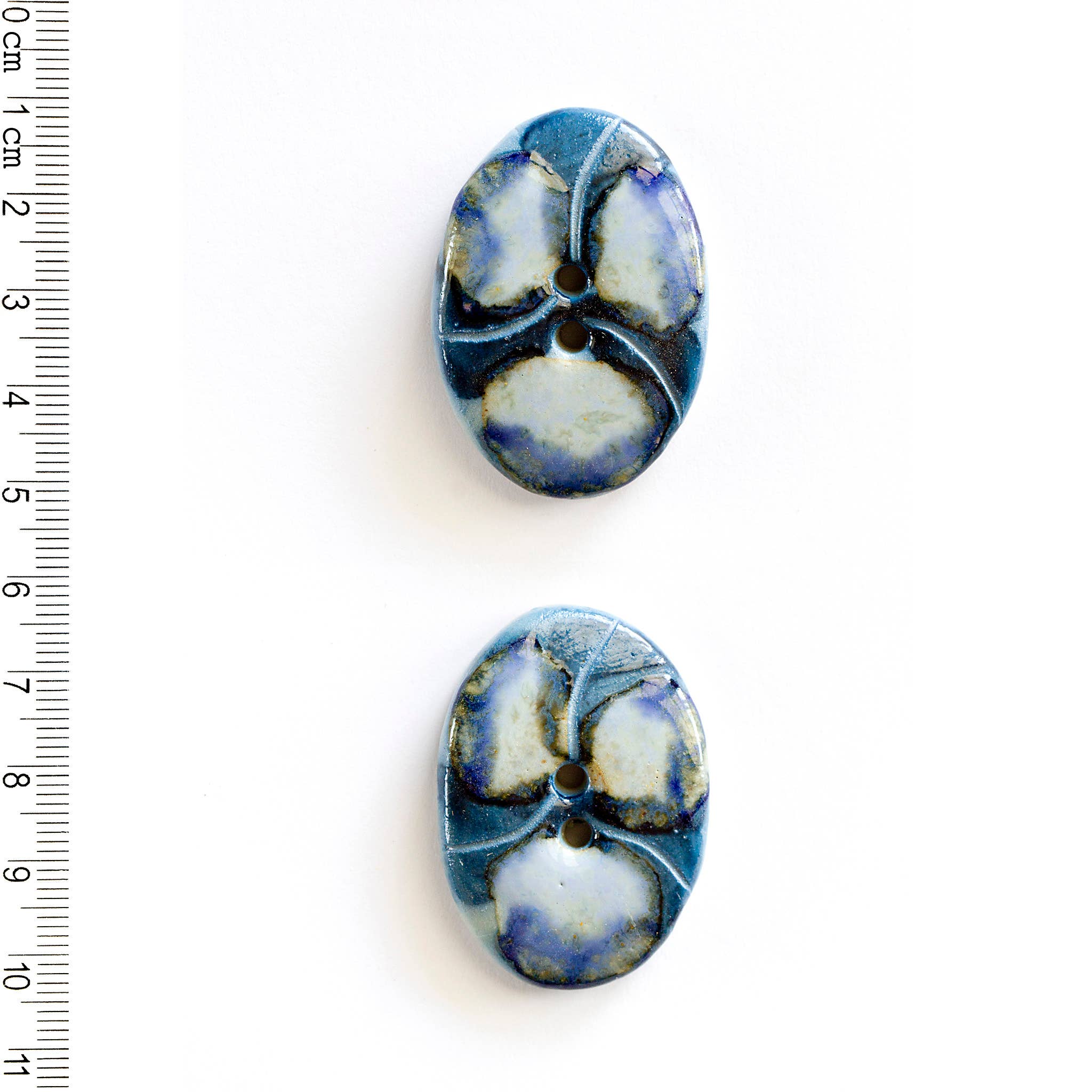 Handmade Blue Oval Buttons