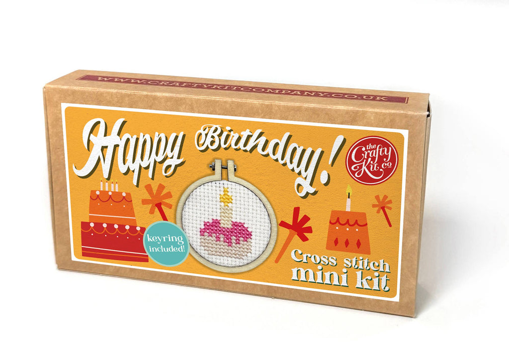 The Crafty Kit Company 'Happy Birthday!' Cake Mini Matchbox Cross Stitch Kit