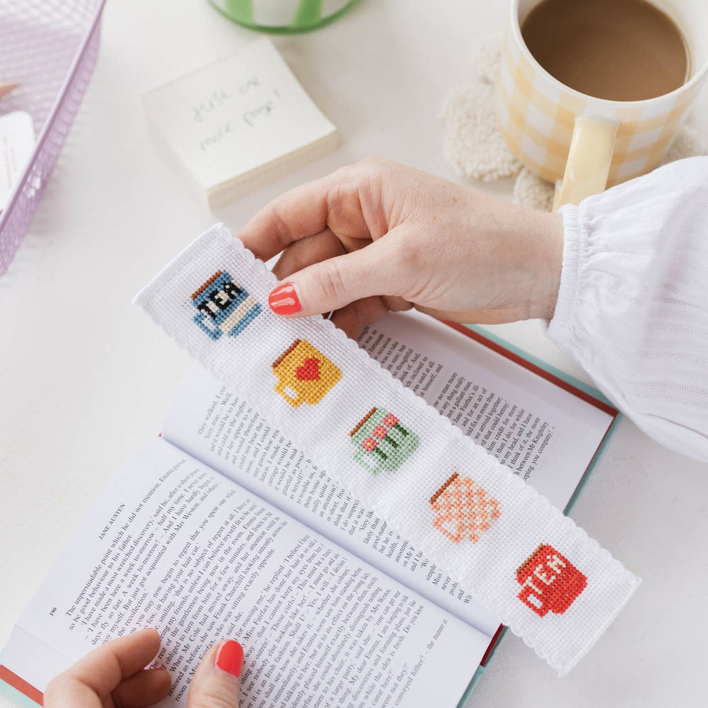 Cotton Clara Tea & Mugs Cross Stitch Bookmark Kit