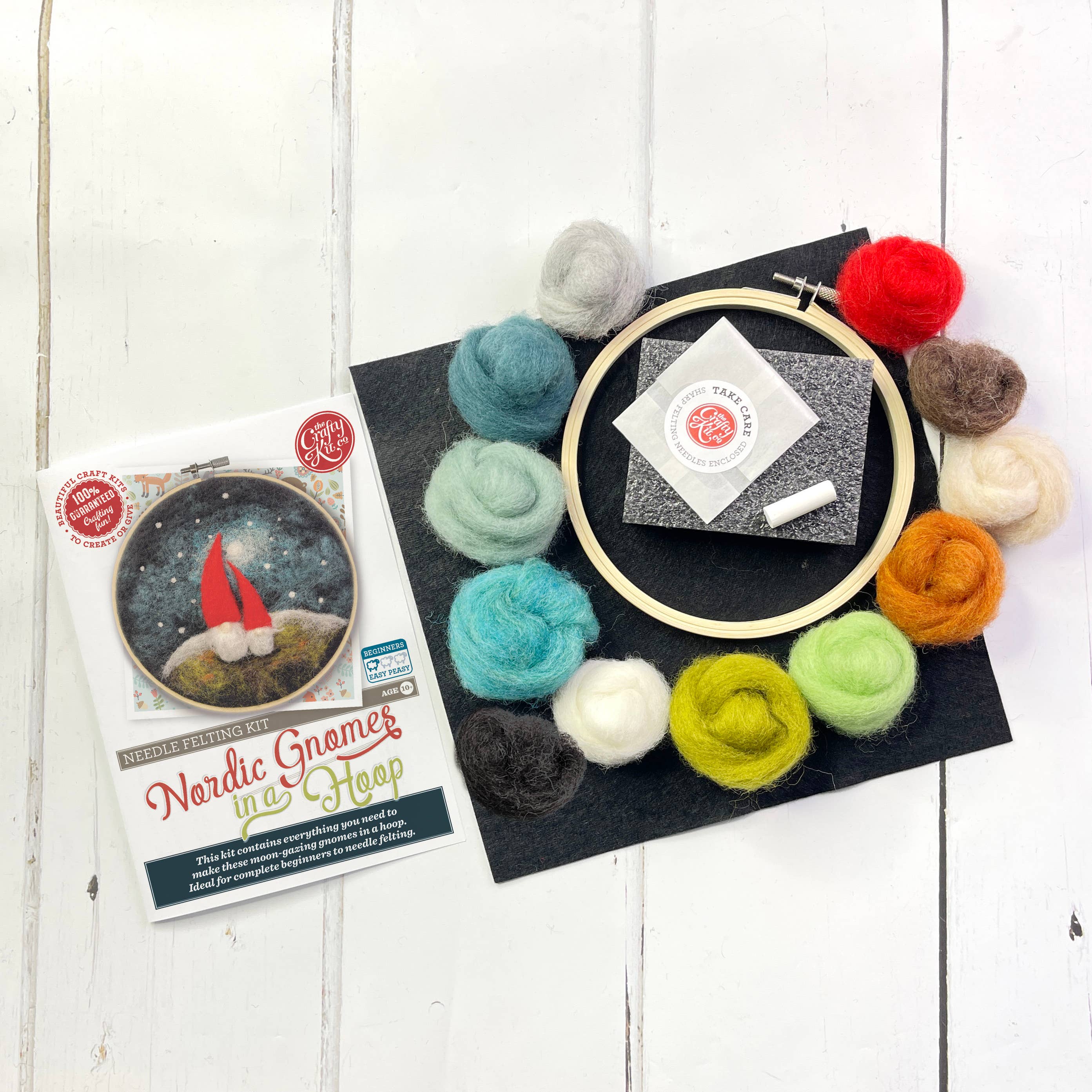 The Crafty Kit Company Gnomes in a Hoop Needle Felting Craft Kit
