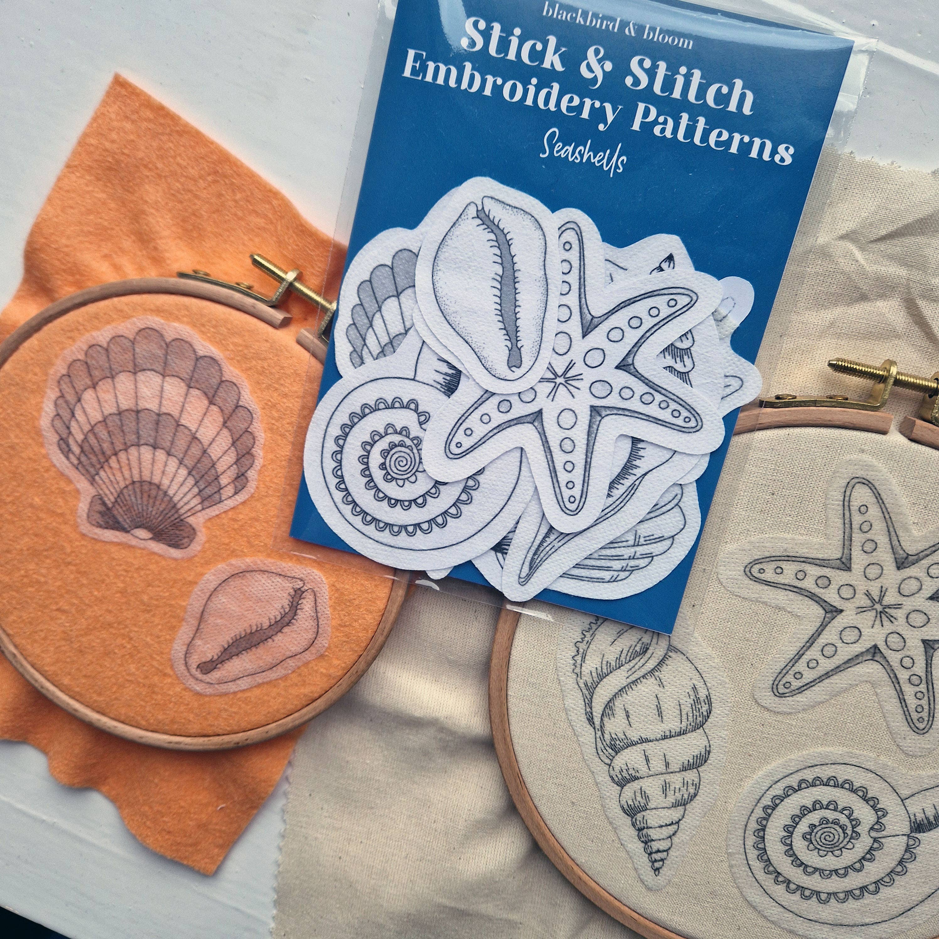 Blackbird & Bloom - Seashells Stick & Stitch Embroidery Patterns