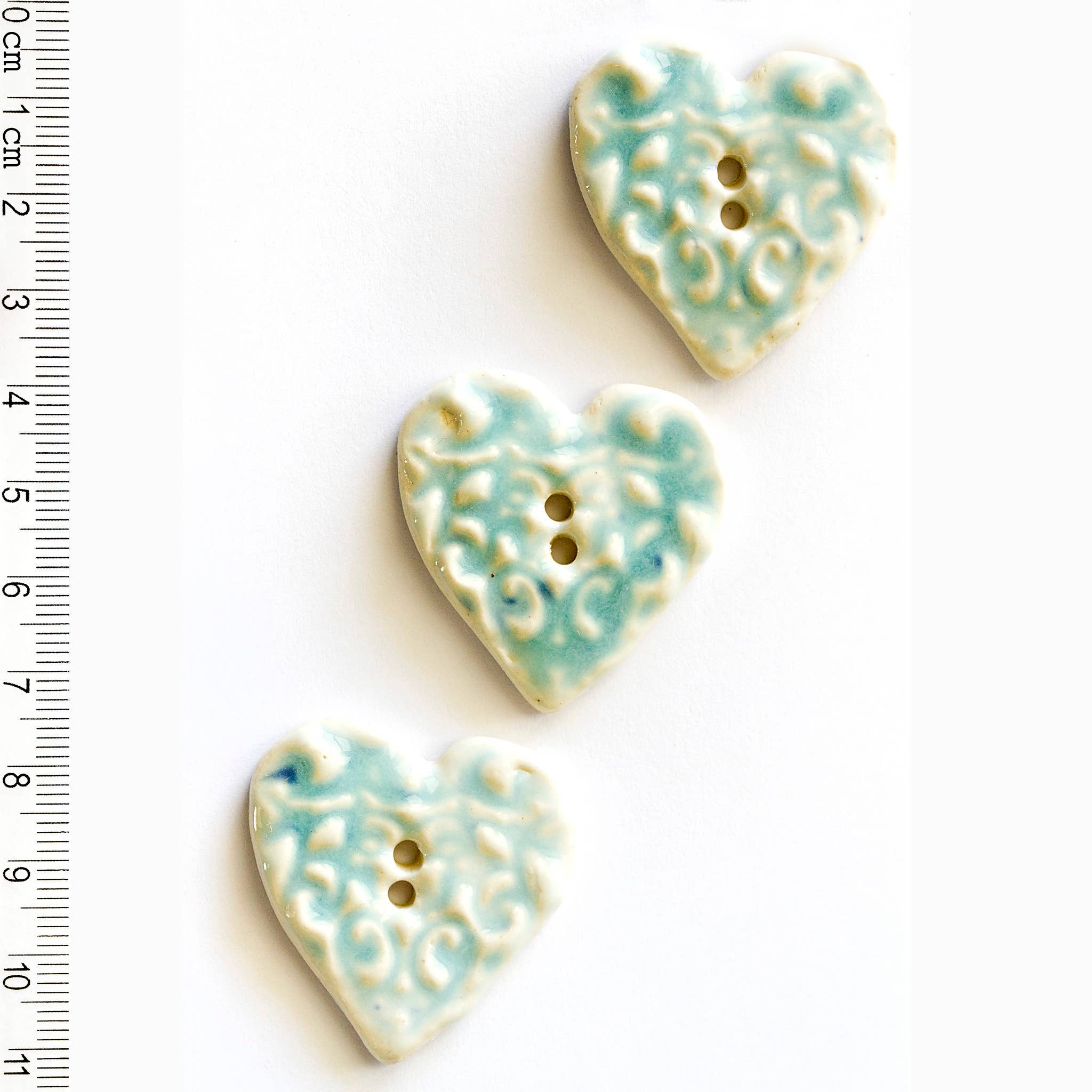 Handmade Blue Heart Buttons