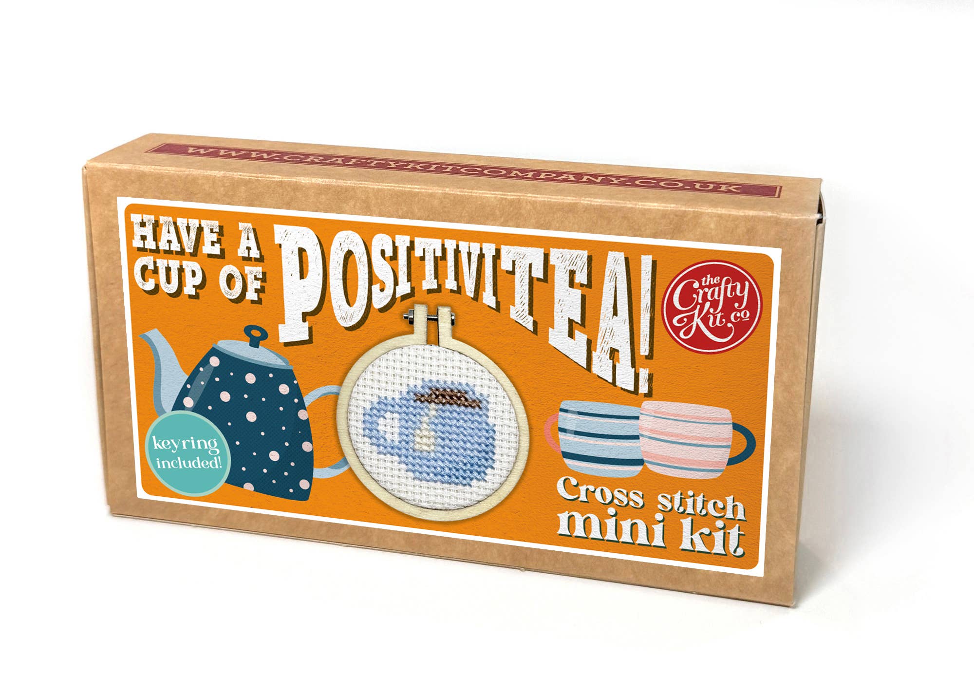 The Crafty Kit Company 'Have a Cup of Posititea!' Mini Matchbox Cross Stitch Kit