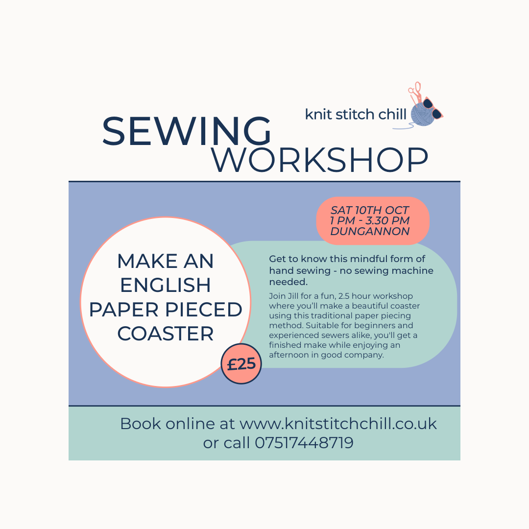 English Paper Pieced Coaster Class: Saturday 10th Oct 1pm-3.30pm