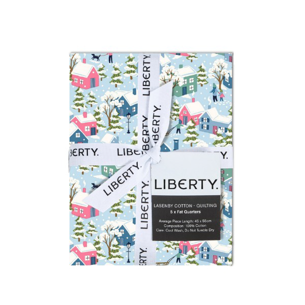 Liberty Lasenby Festive Greetings Fat Quarters Bundle in Blue (Quilting Cotton)