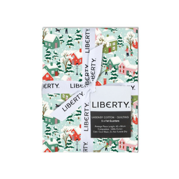 Liberty Lasenby Festive Greetings Fat Quarters Bundle in Green (Quilting Cotton)
