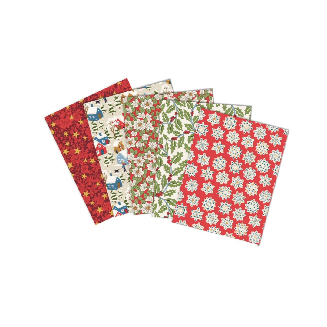Liberty Lasenby Festive Greetings Fat Quarters Bundle in Red (Quilting Cotton)