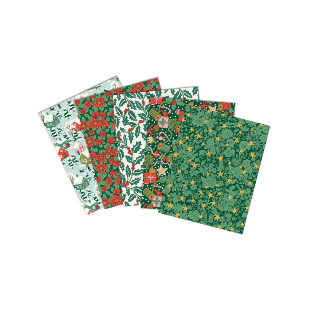 Liberty Lasenby Festive Greetings Fat Quarters Bundle in Green (Quilting Cotton)