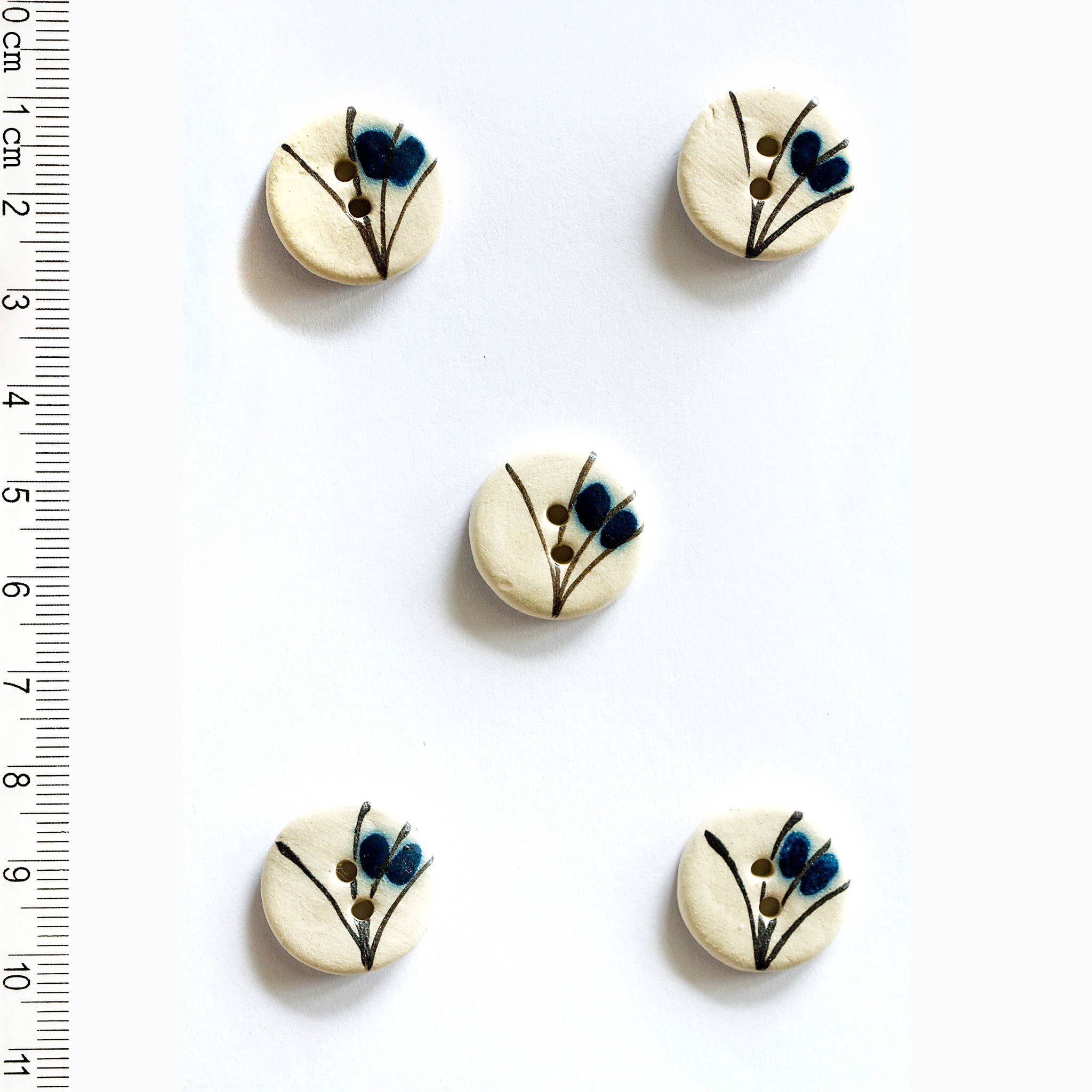 Handmade Blue Floral Grass Buttons