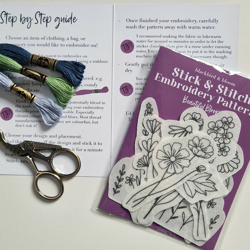 Blackbird & Bloom - Beautiful Blooms Stick & Stitch Embroidery Patterns