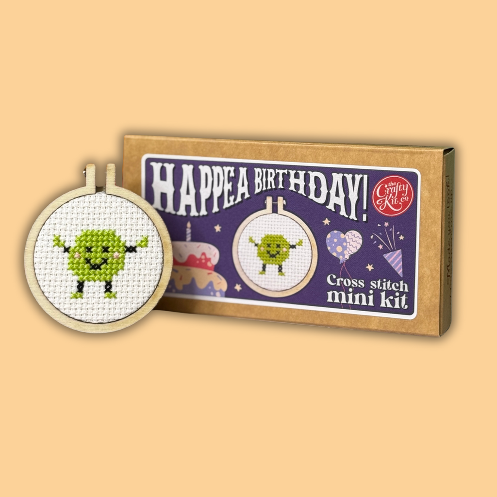 The Crafty Kit Company 'Happea Birthday!' Mini Matchbox Cross Stitch Kit