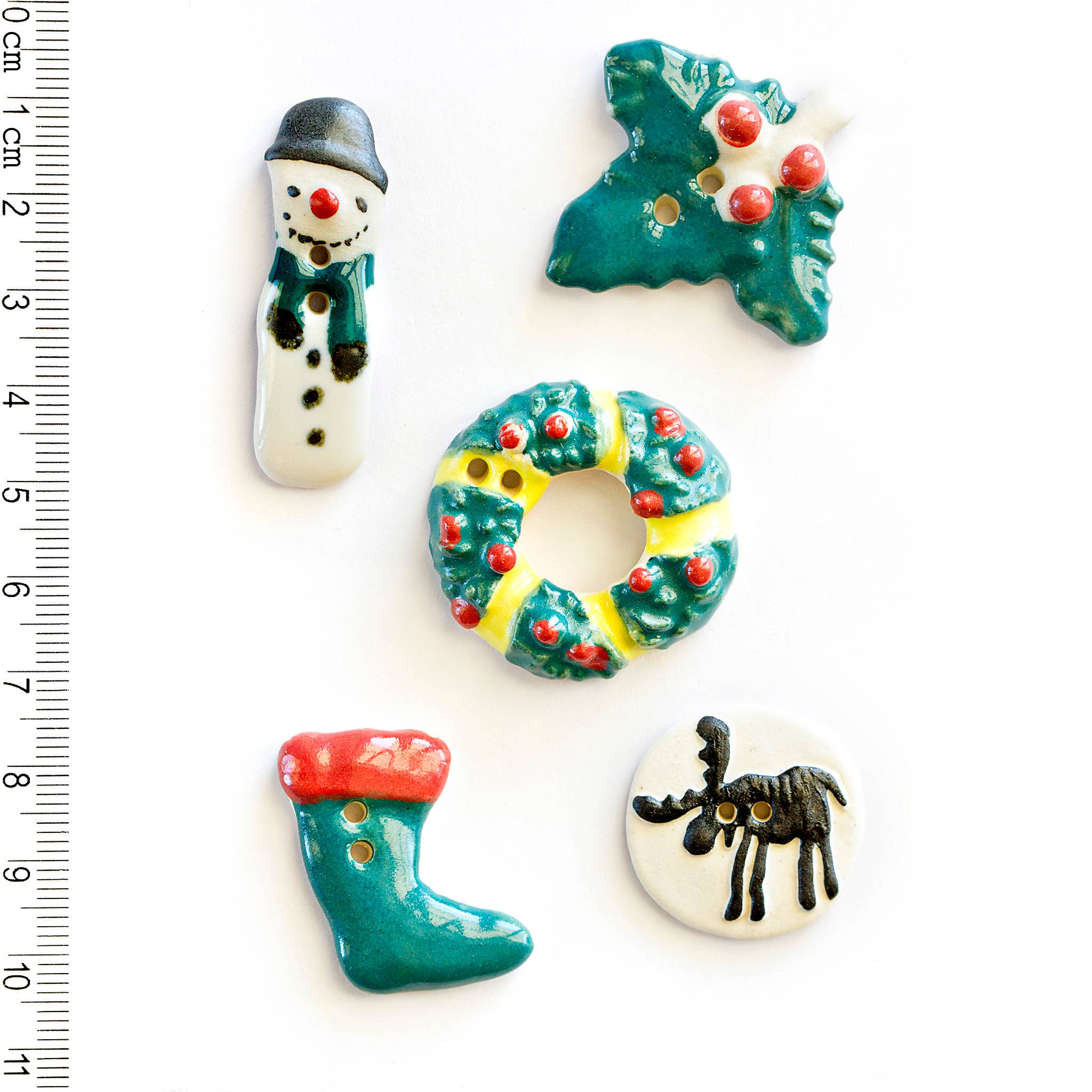 Handmade Christmas Buttons - 5 pack