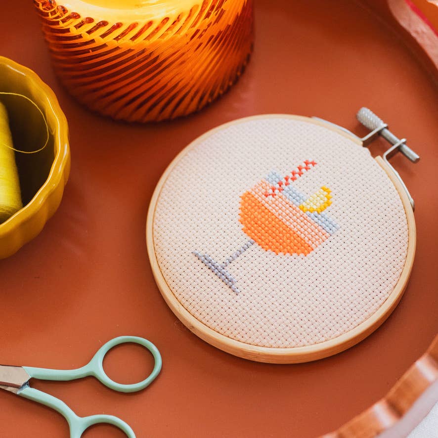 Cotton Clara Aperol Cocktail Beginner Counted Cross Stitch Kit