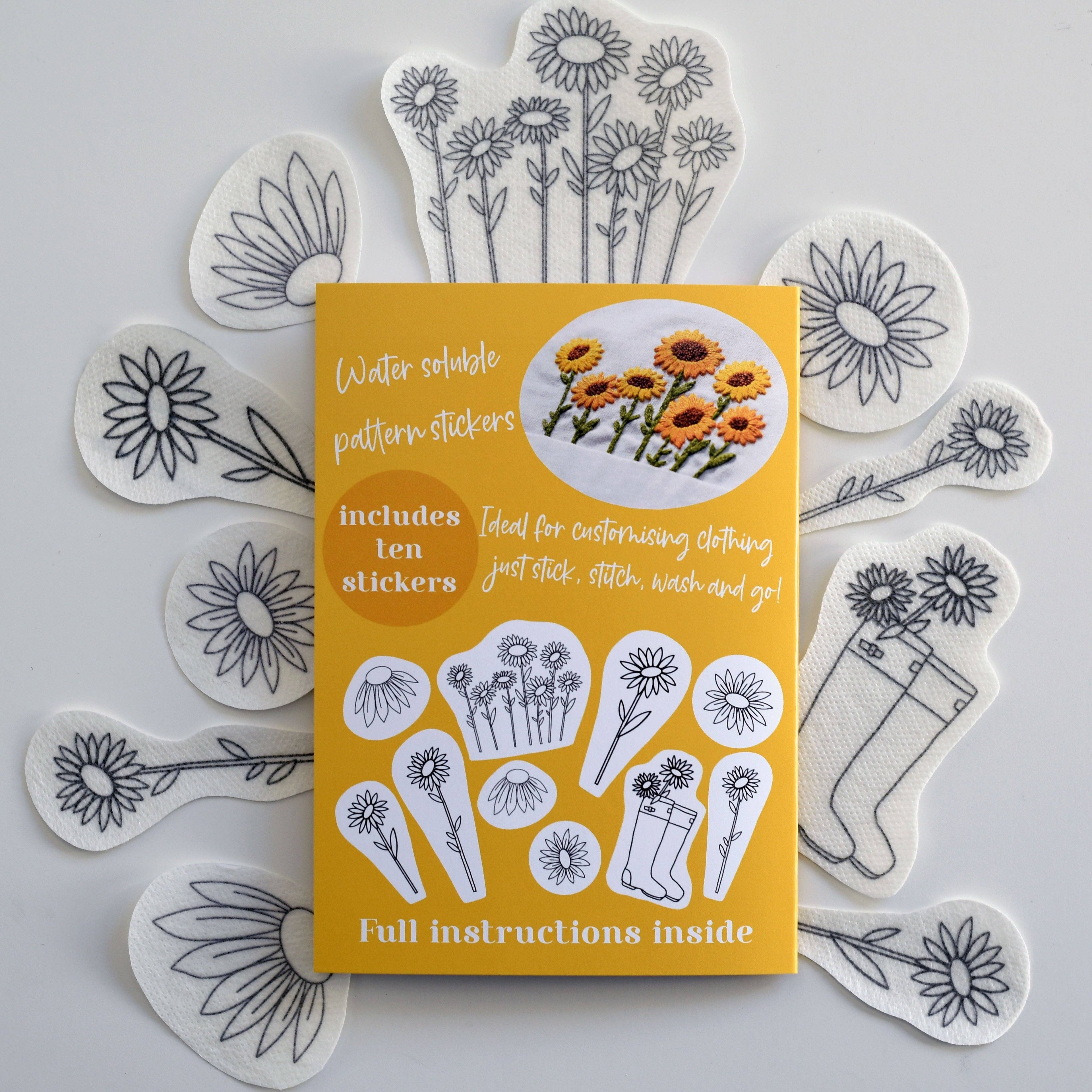 Blackbird & Bloom - Happy Sunflowers Stick & Stitch Embroidery Patterns