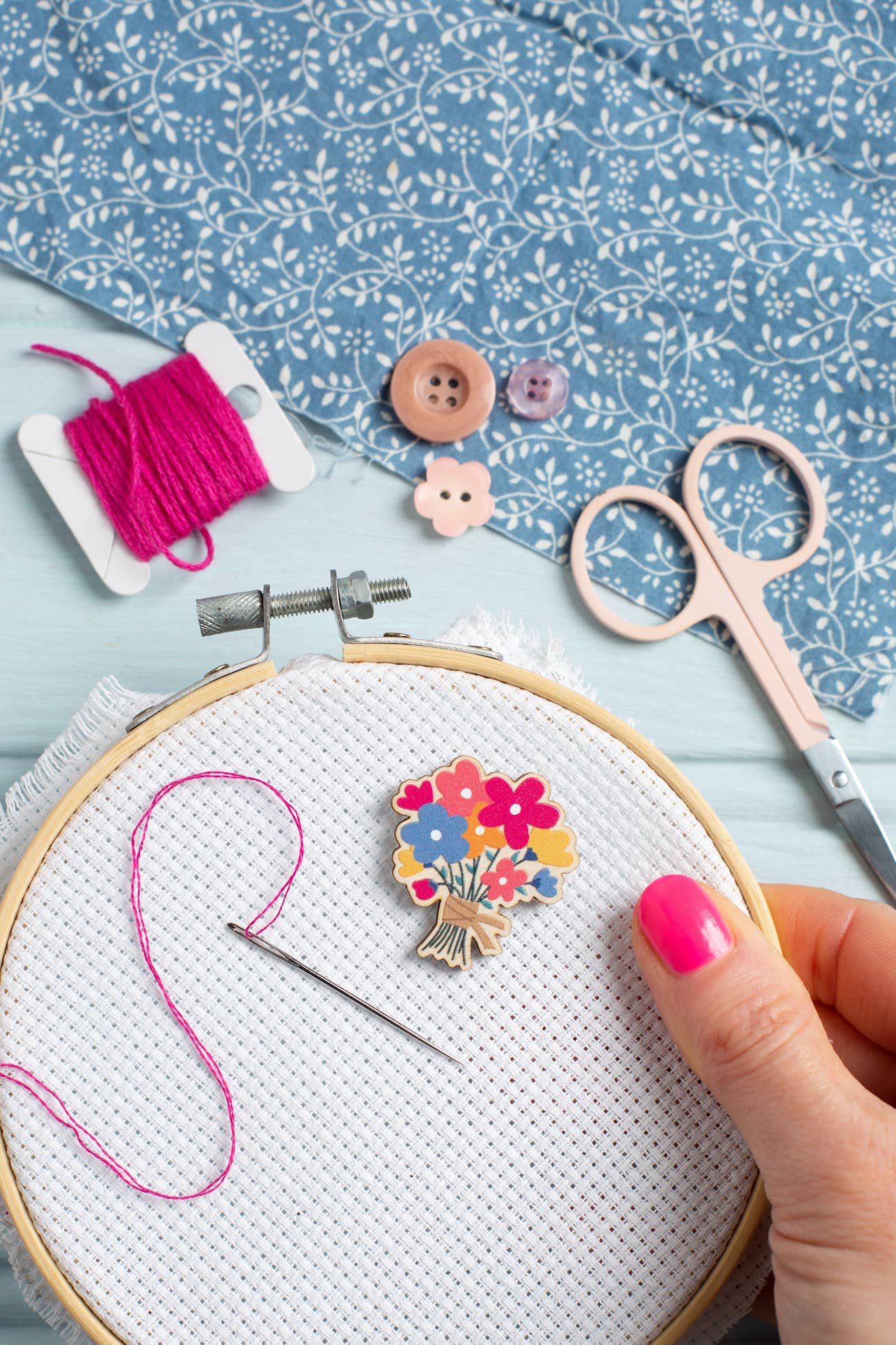 Hawthorn Handmade Flower Posy Magnetic Needle Minder | Gift for Crafters