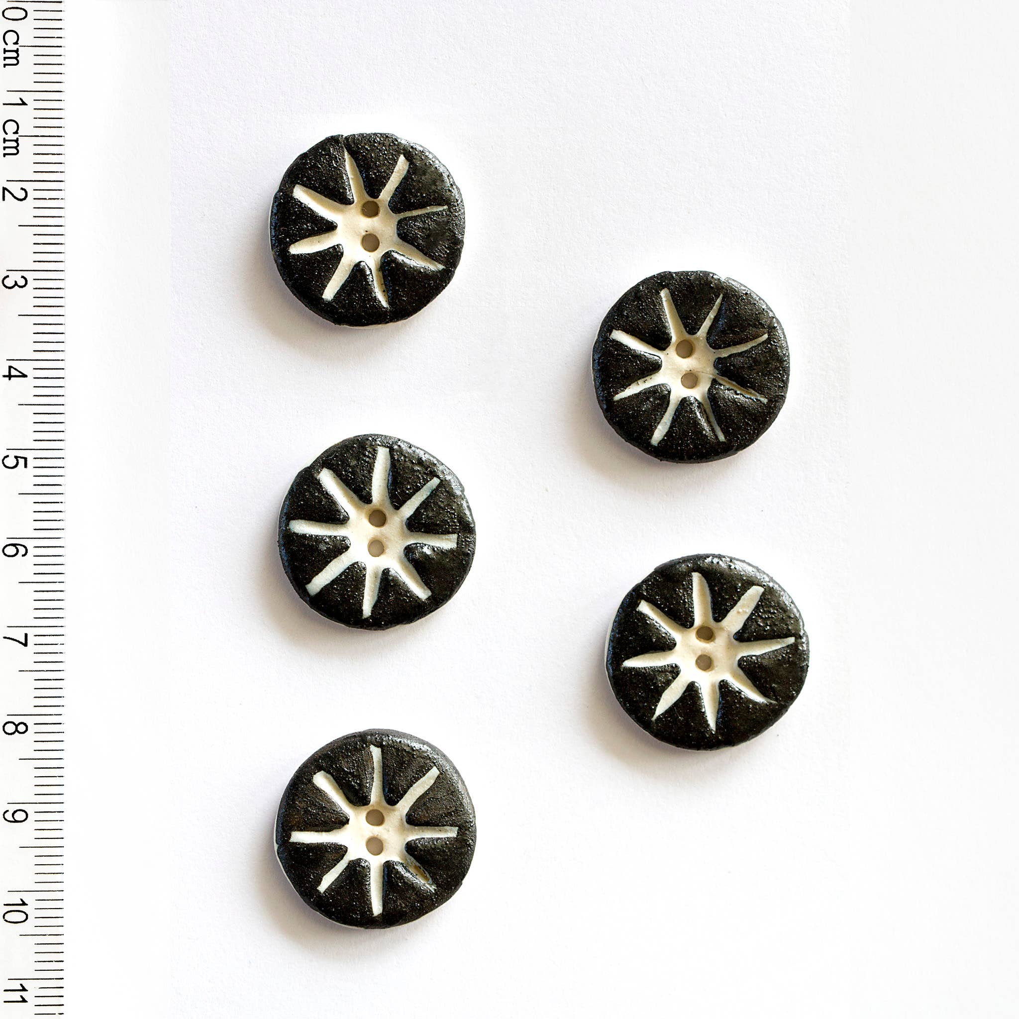 Handmade Black and White Star Pattern Buttons