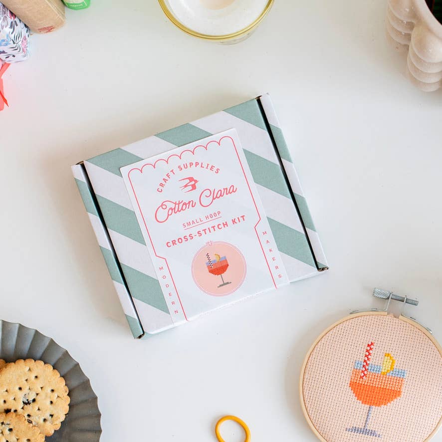Cotton Clara Aperol Cocktail Beginner Counted Cross Stitch Kit
