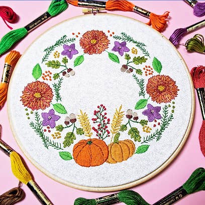 Pixels & Purls Autumn Wreath Embroidery Kit