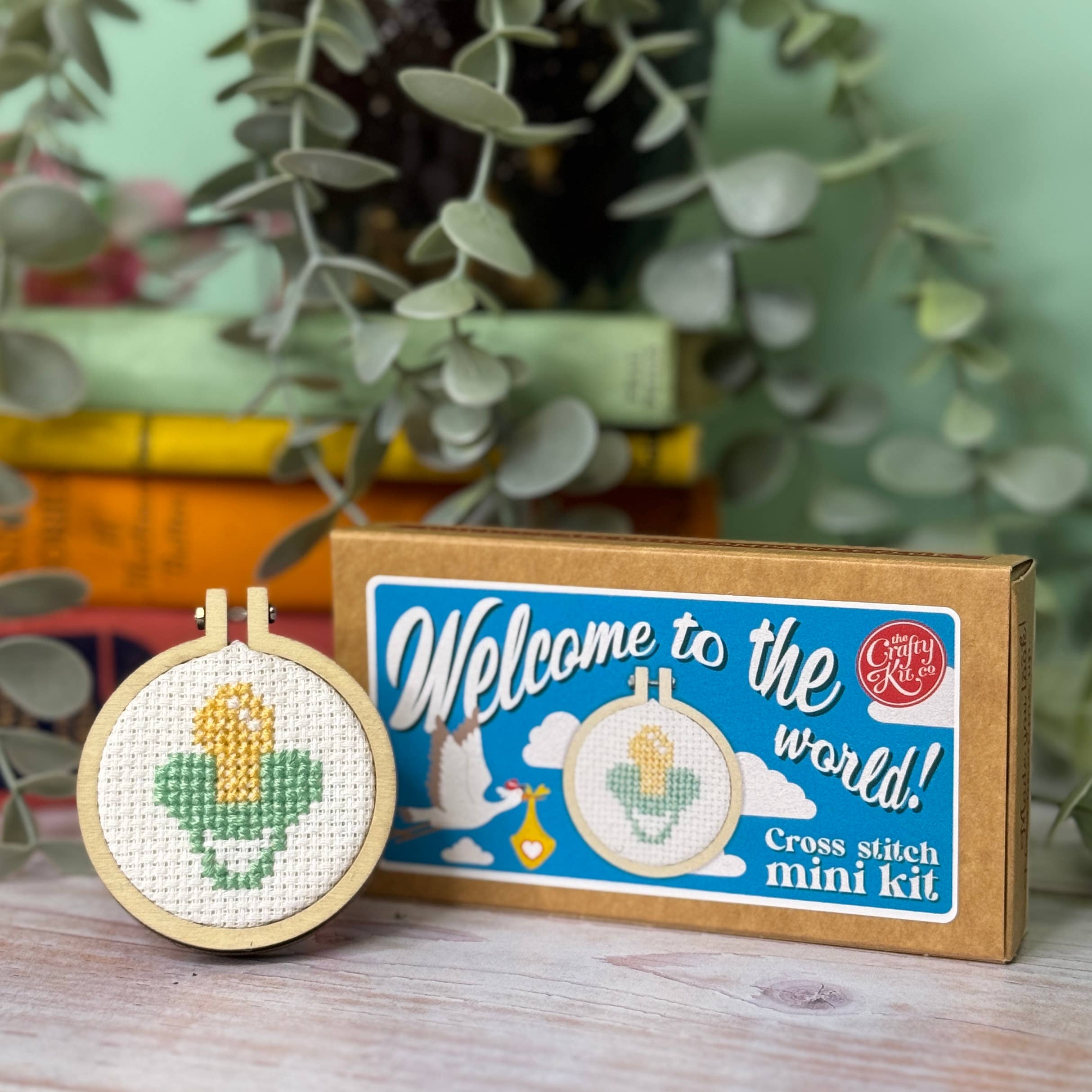 The Crafty Kit Company 'Welcome To The World!' -Blue Mini Matchbox Cross Stitch Kit