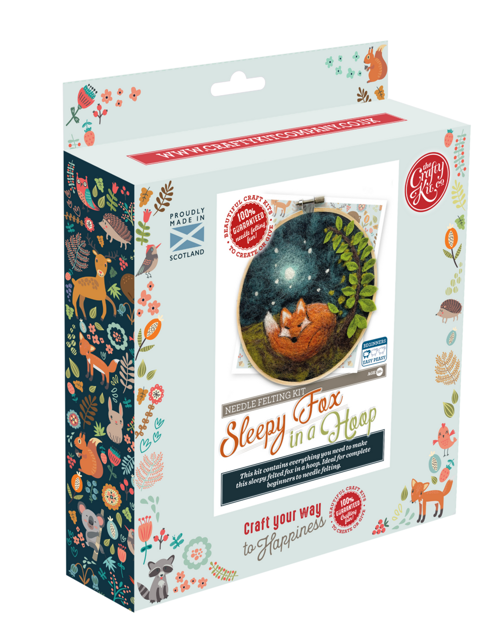 The Crafty Kit Company Paint with Wool: Sleepy Fox in a Hoop Needle Felt Craft Kit