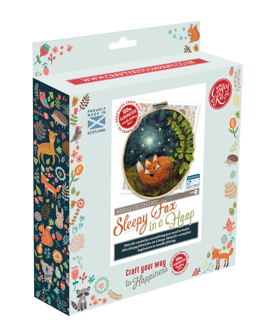 The Crafty Kit Company Paint with Wool: Sleepy Fox in a Hoop Needle Felt Craft Kit