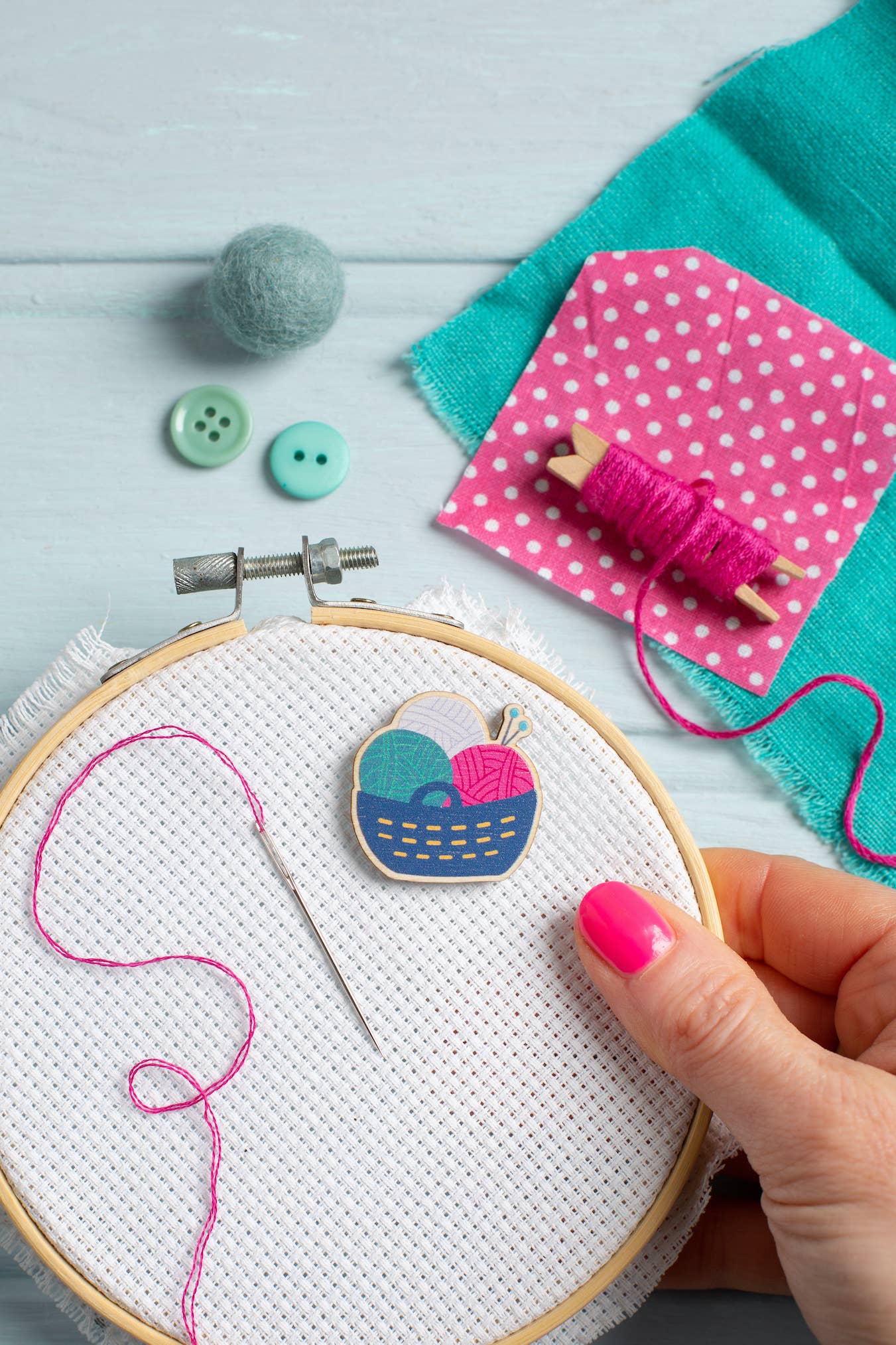 Hawthorn Handmade Yarn Basket Magnetic Needle Minder | Gift for Crafters