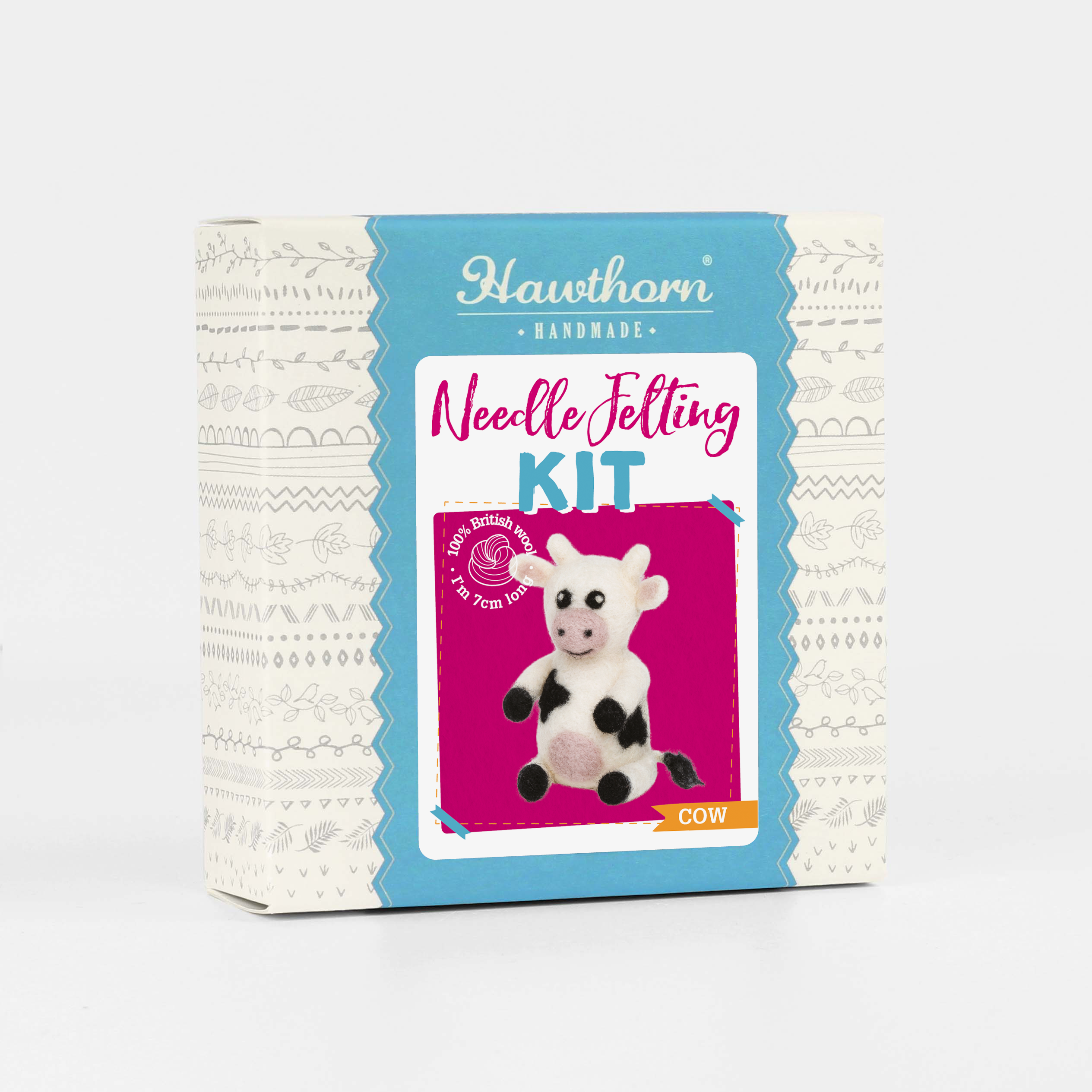 Hawthorn Handmade Cow Mini Needle Felting Kit | Complete Craft Kit