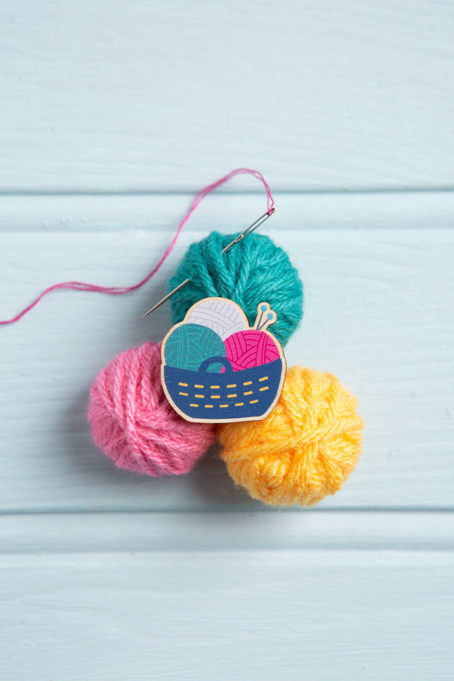 Hawthorn Handmade Yarn Basket Magnetic Needle Minder | Gift for Crafters