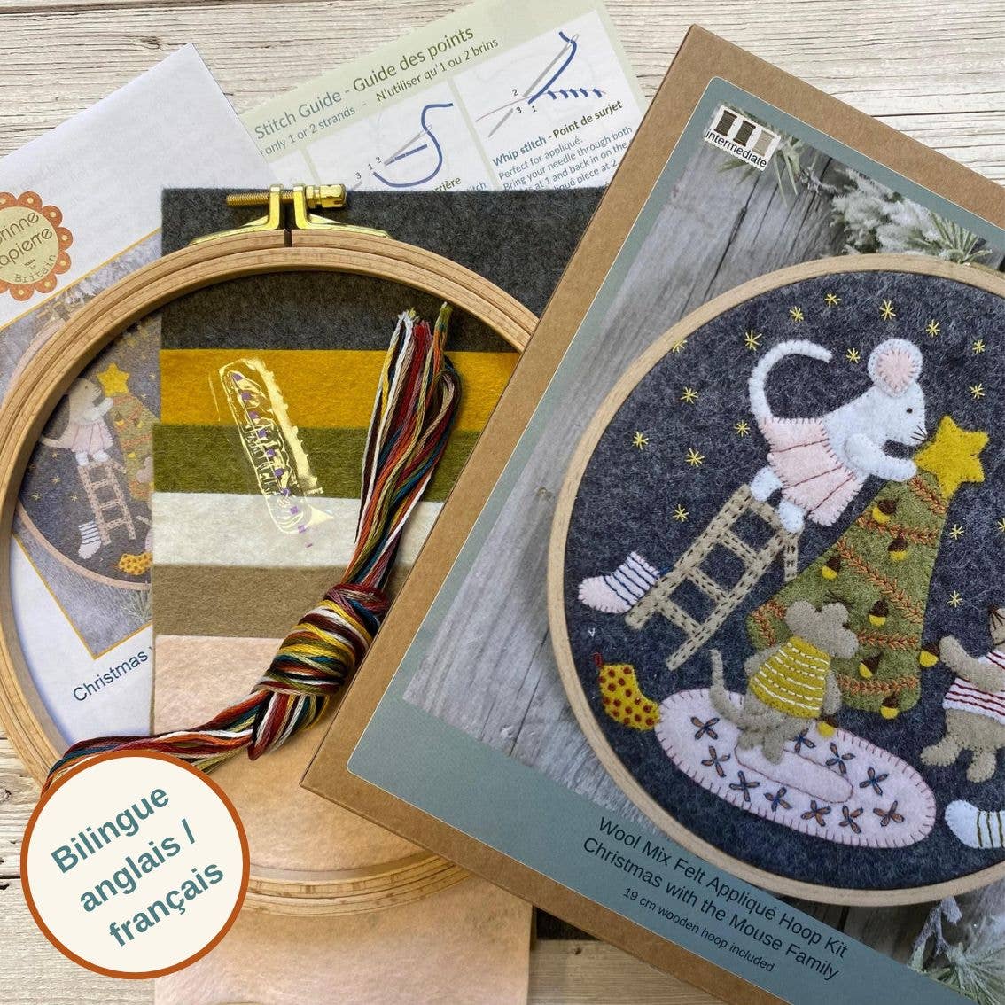 Corinne Lapierre Christmas with the Mouse Family Felt Appliqué Hoop Kit