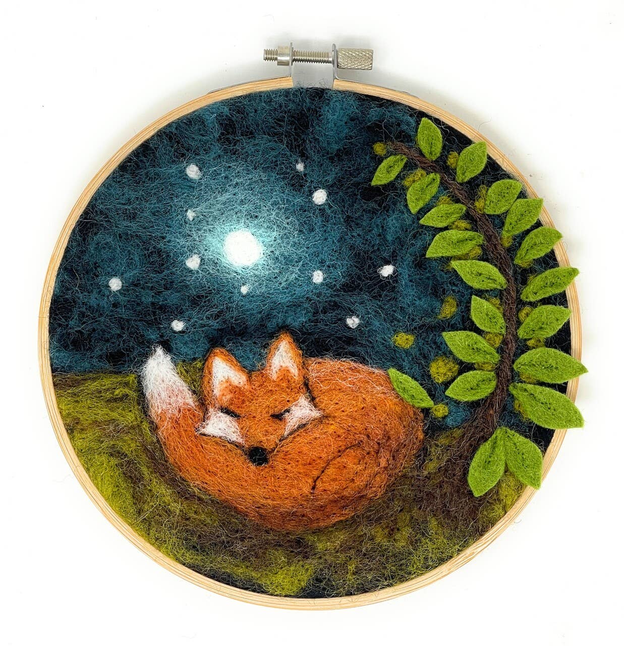 The Crafty Kit Company Paint with Wool: Sleepy Fox in a Hoop Needle Felt Craft Kit