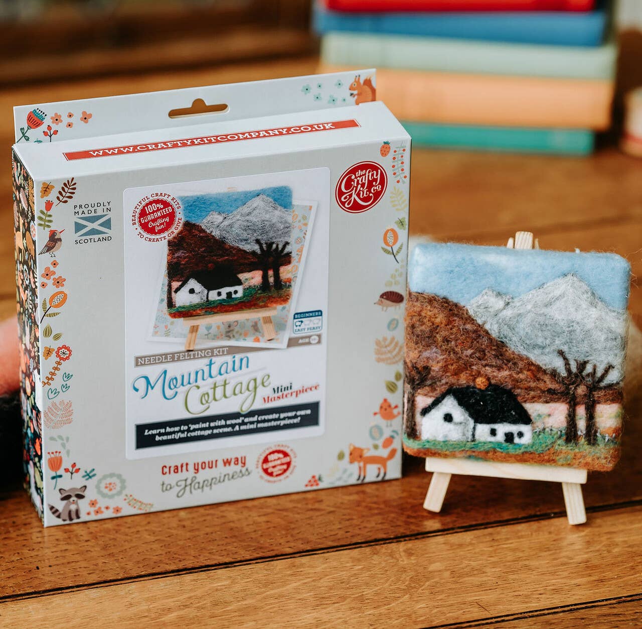 The Crafty Kit Company Paint with Wool: Mini Masterpiece Mountain Cottage Craft Kit