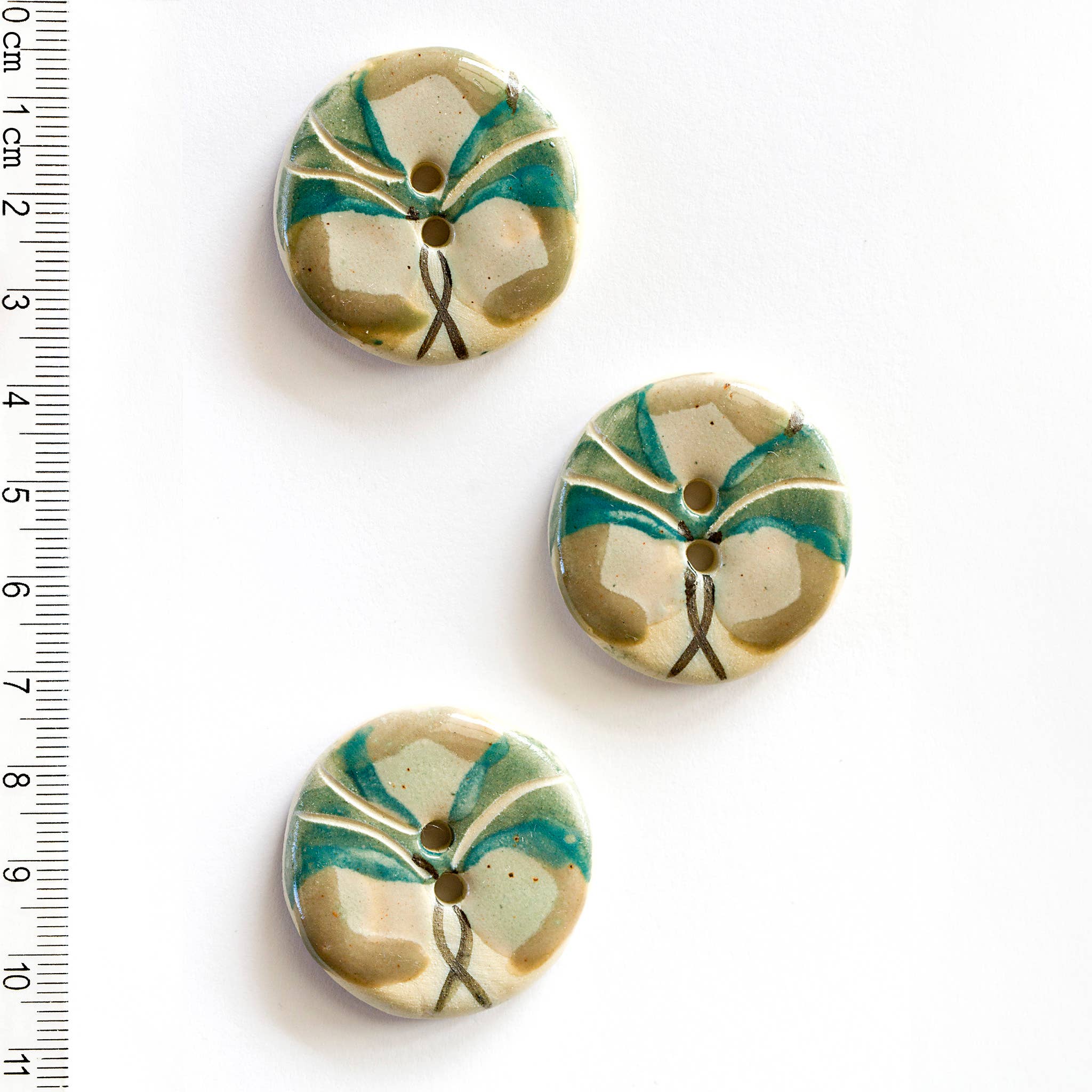 Handmade Green Floral Buttons