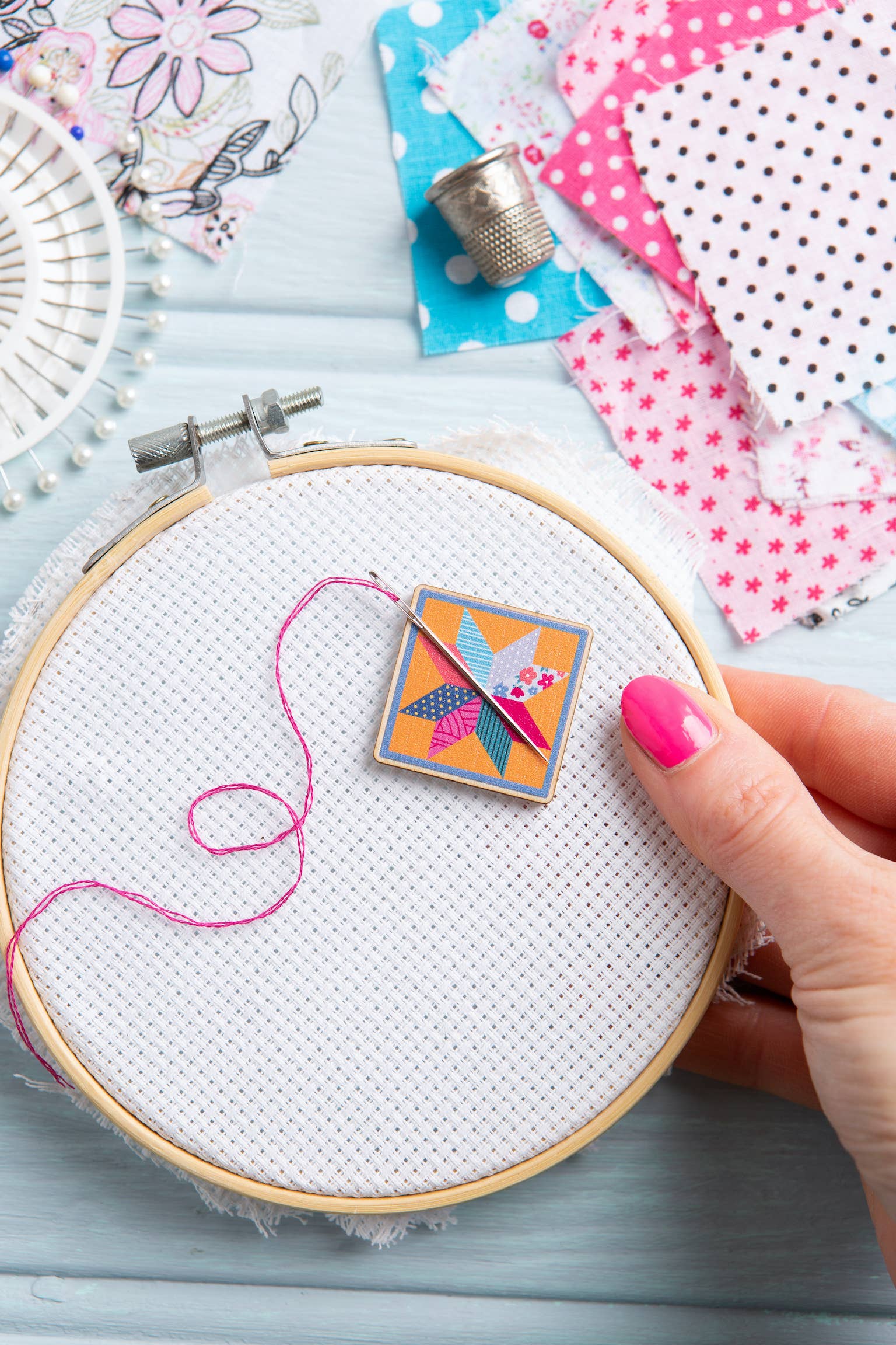 Hawthorn Handmade Quilt Block Magnetic Needle Minder | Gift for Crafters