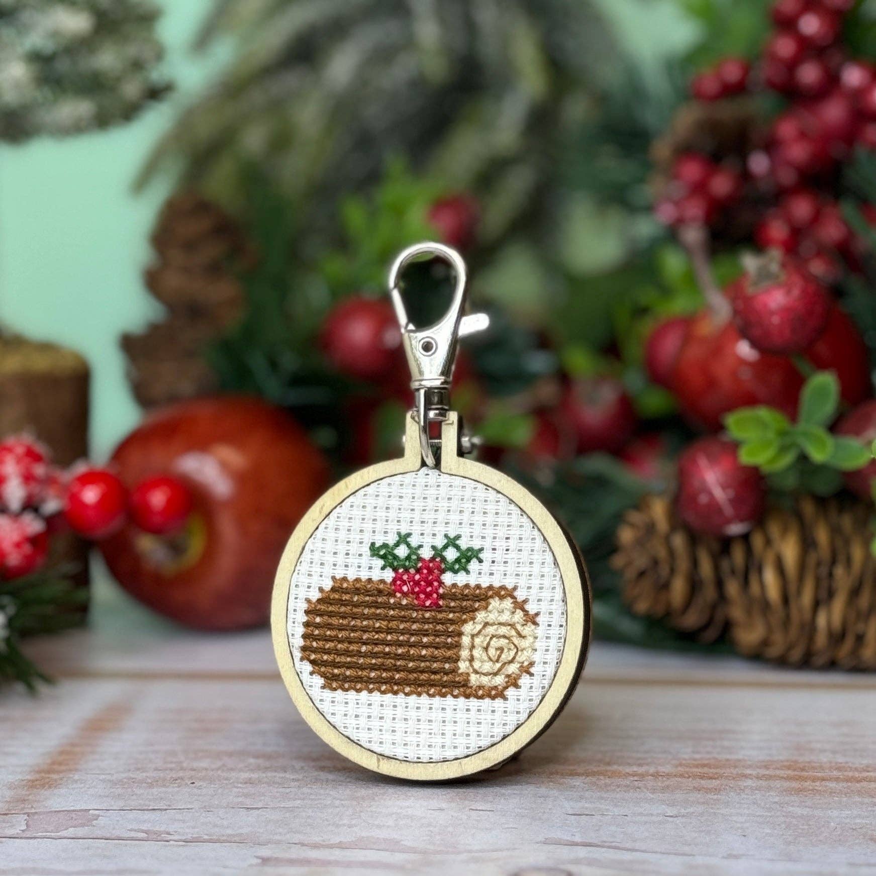 The Crafty Kit Company Yule Log Mini Matchbox Christmas Cross Stitch Kit