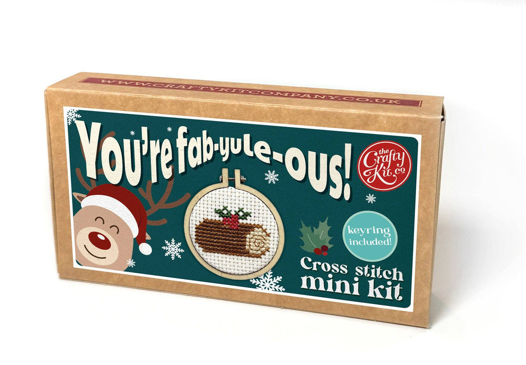 The Crafty Kit Company Yule Log Mini Matchbox Christmas Cross Stitch Kit