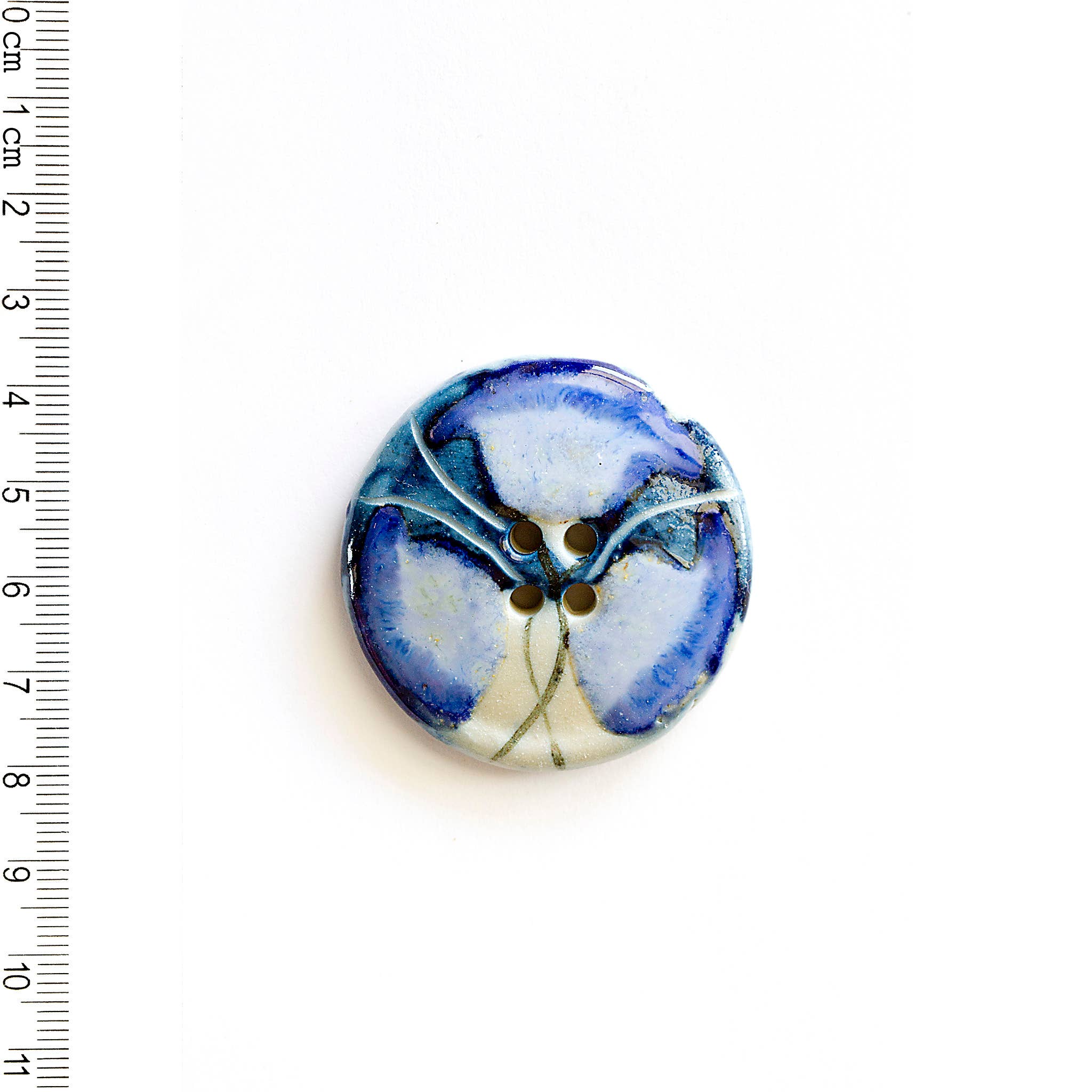 Handmade X-Large Blue Floral Button