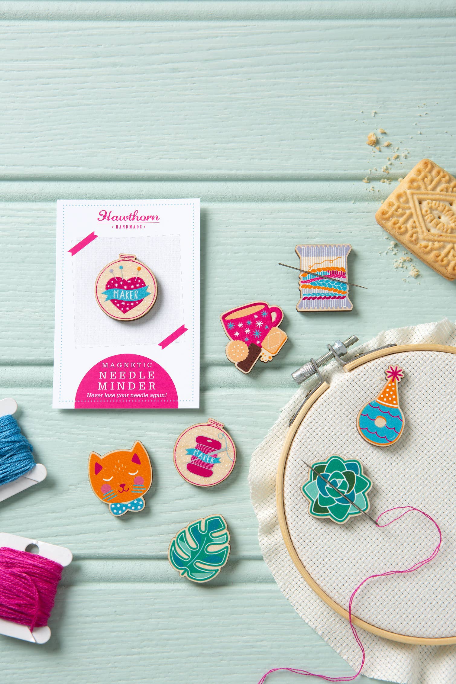 Hawthorn Handmade Tea & Biscuits Magnetic Needle Minder | Gift for Crafters