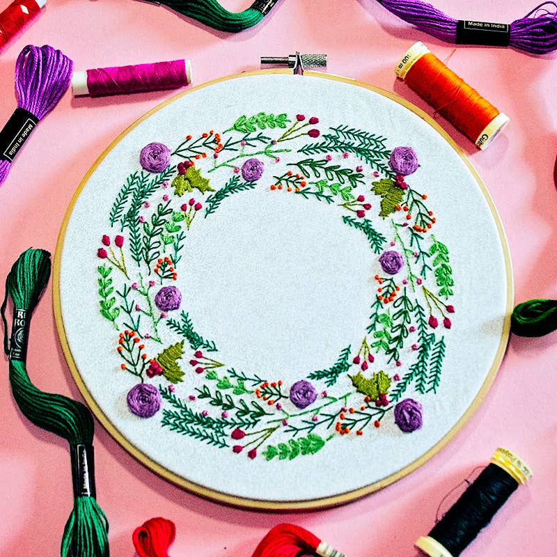Pixels & Purls Winter Wreath Embroidery Kit