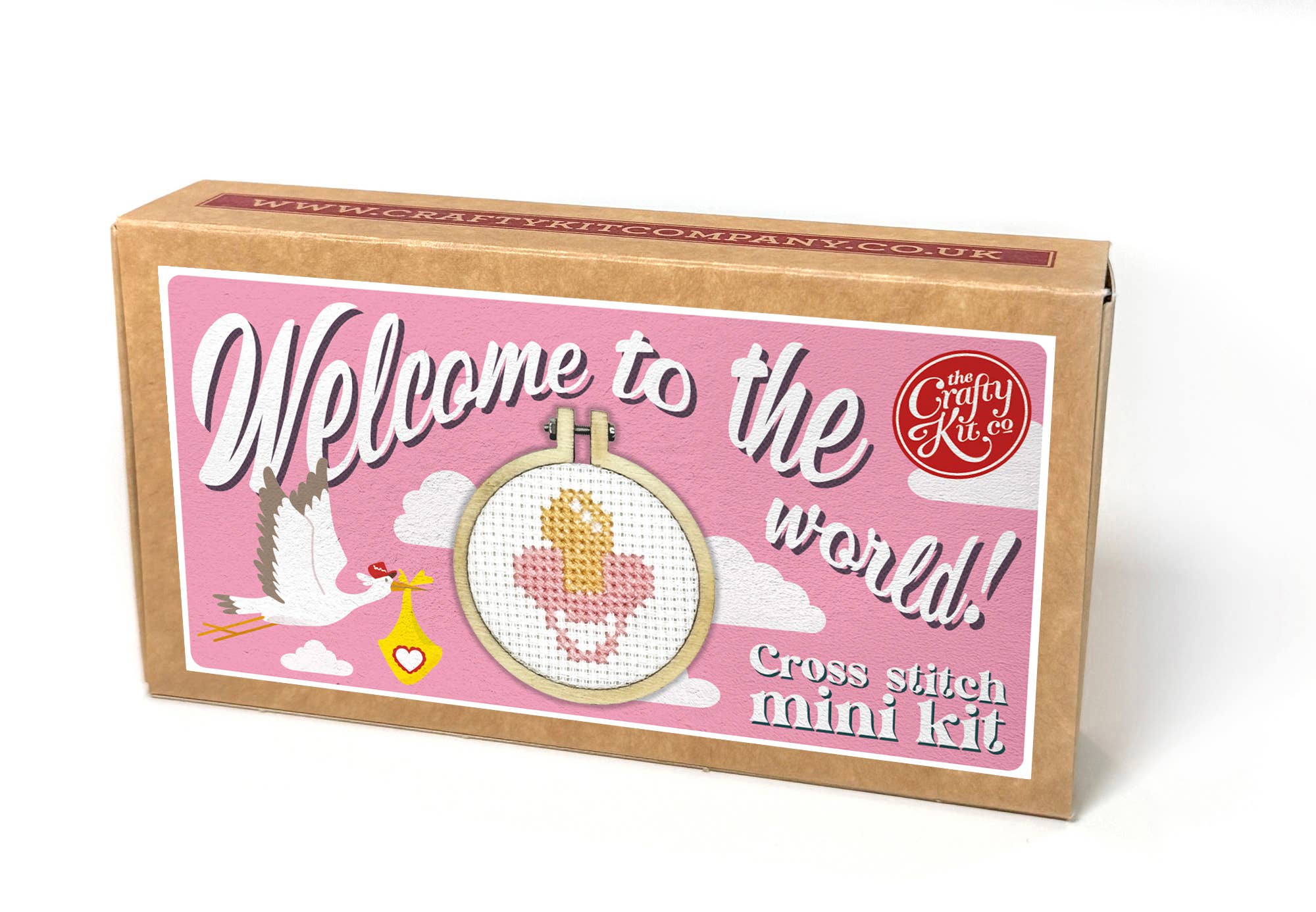 The Crafty Kit Company 'Welcome to the World - Pink' Mini Matchbox Cross Stitch Kit