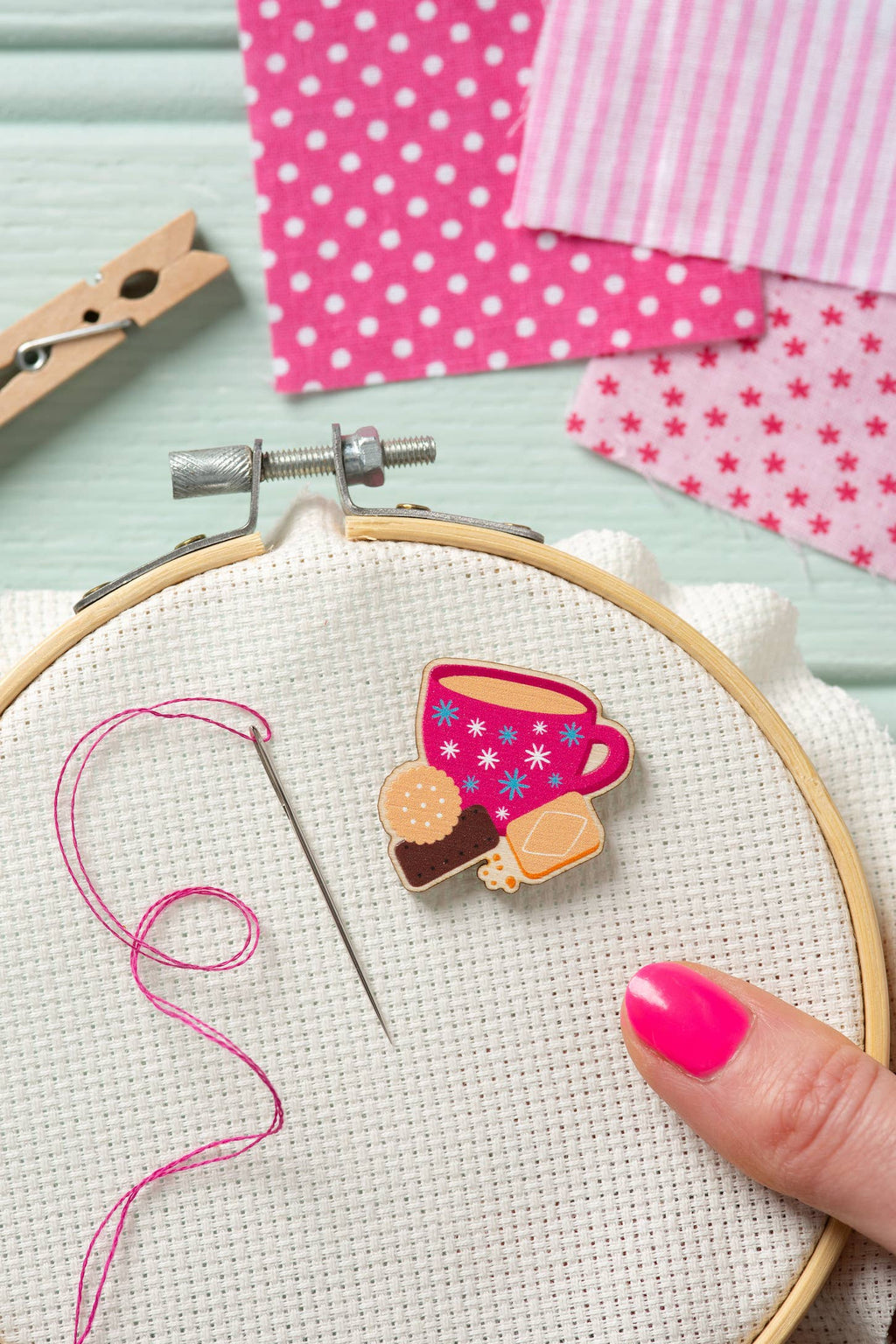 Hawthorn Handmade Tea & Biscuits Magnetic Needle Minder | Gift for Crafters