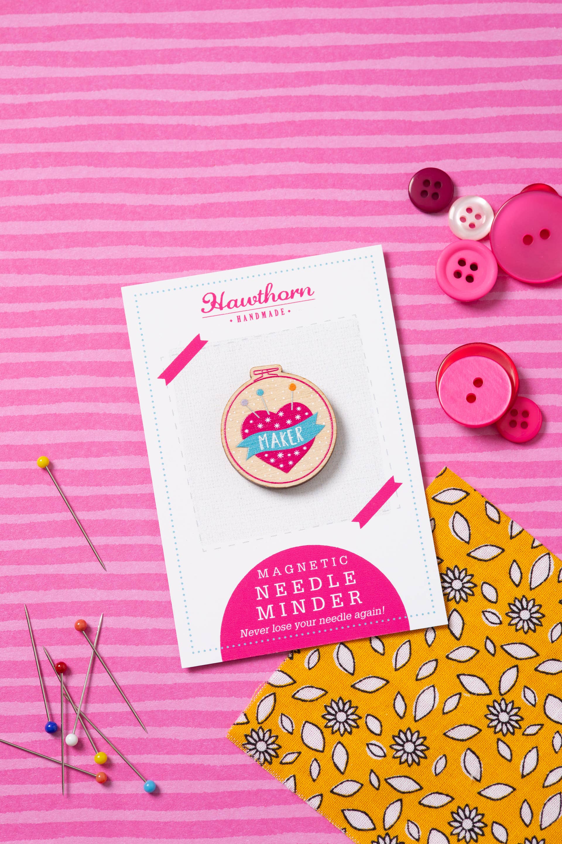 Hawthorn Handmade Maker Pincushion Magnetic Needle Minder | Gift for Crafters