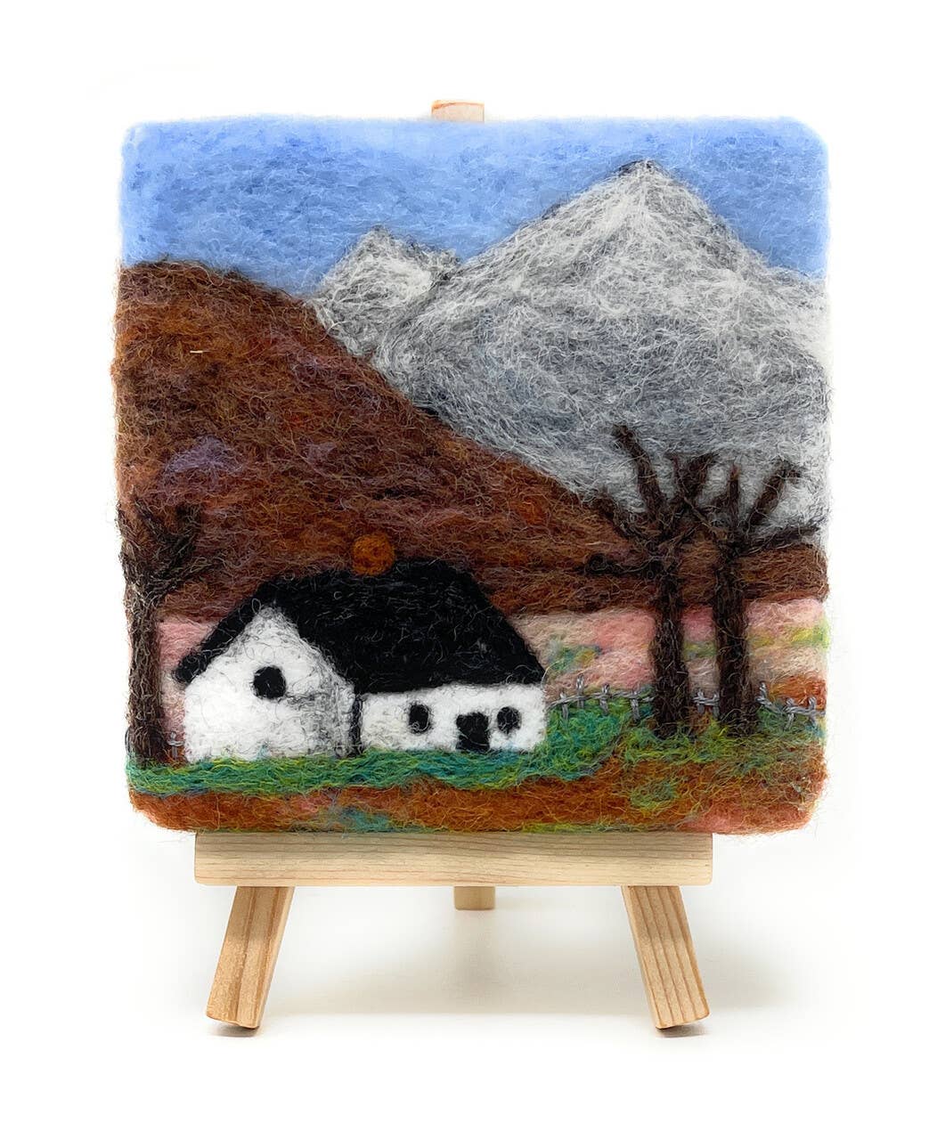 The Crafty Kit Company Paint with Wool: Mini Masterpiece Mountain Cottage Craft Kit