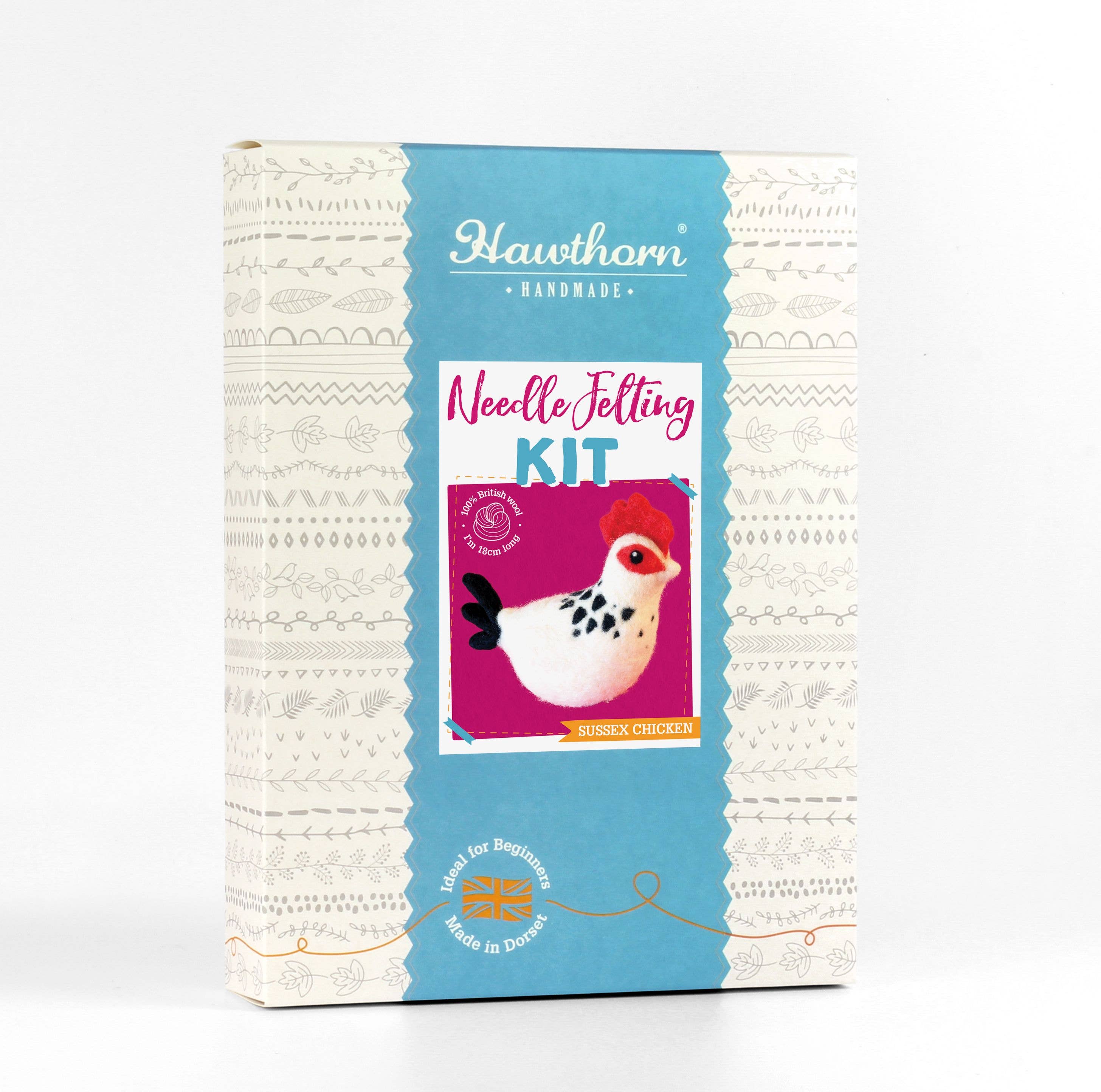 Hawthorn Handmade - Sussex Chicken Needle Felting Kit | Beginner Craft Kit