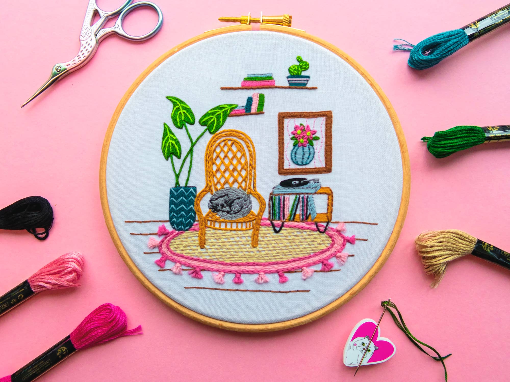 Pixels & Purls Cat Nap Embroidery Kit