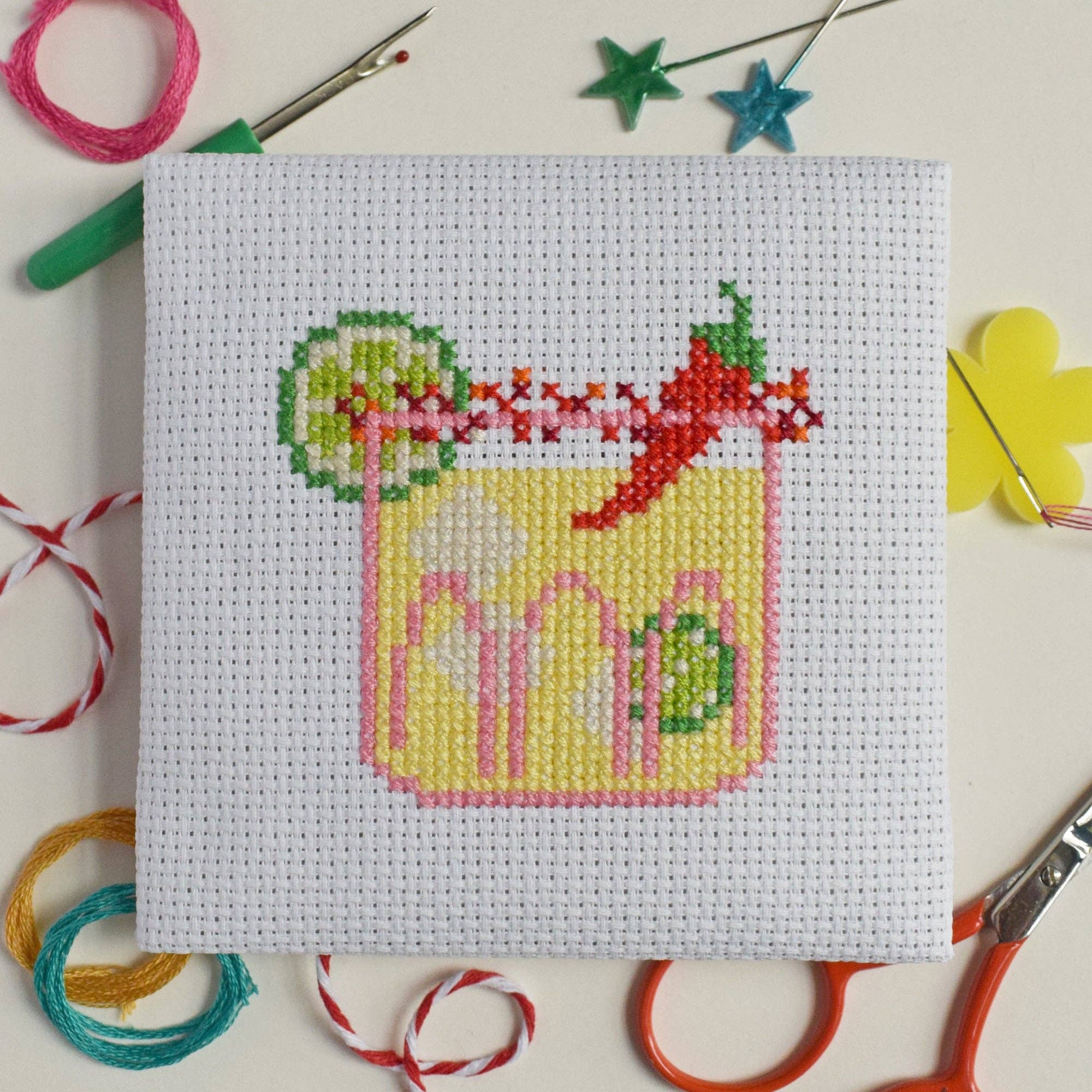 The Make Arcade 'Spicy Margarita' Mini Cross Stitch Kit