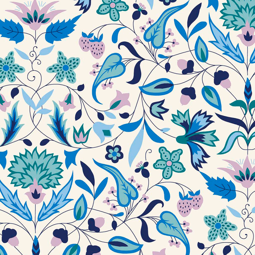 Liberty Lasenby Tudor Celebration - Quilt Nouveau Blue (Quilting Cotton)