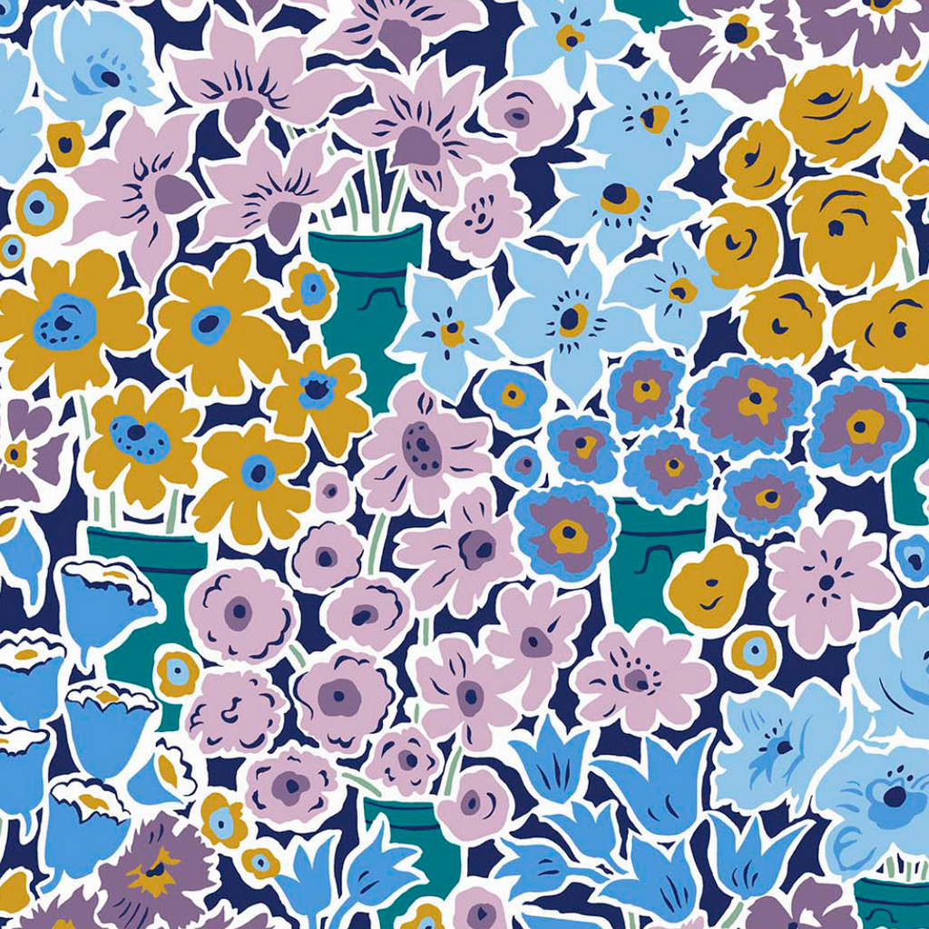 Liberty Lasenby Tudor Celebration - Rossellie Blooms Blue and Purple (Quilting Cotton)