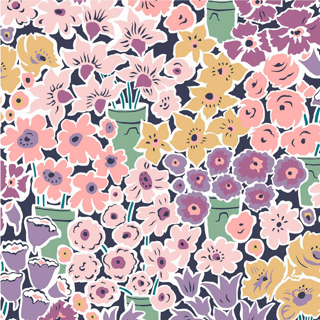 Liberty Lasenby Tudor Celebration - Rossellie Blooms Pink and Purple (Quilting Cotton)