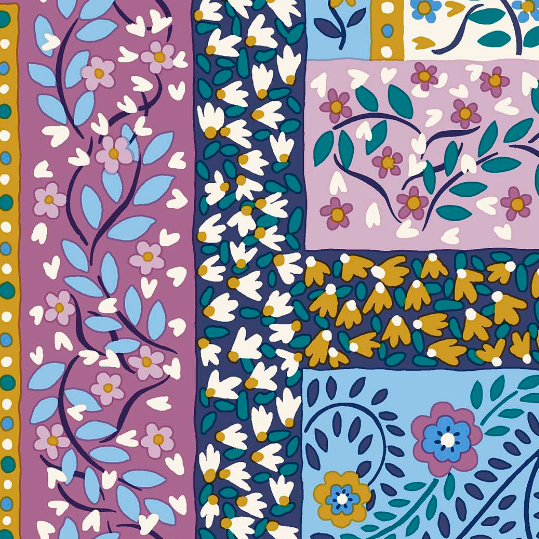 Liberty Lasenby Tudor Celebration - Patchwork Scarves Blue and Purple (Quilting Cotton)